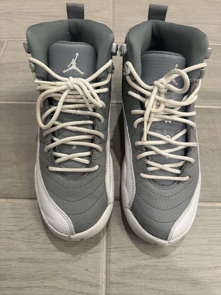 Jordan Grey And White 12s High-Top Sneakers